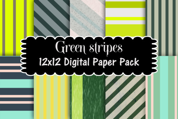Download Green Stripes Digital Paper Pack - Stripe Collection