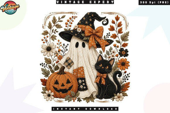 Download Vintage Halloween Ghost Pumpkin PNG - Halloween Collection