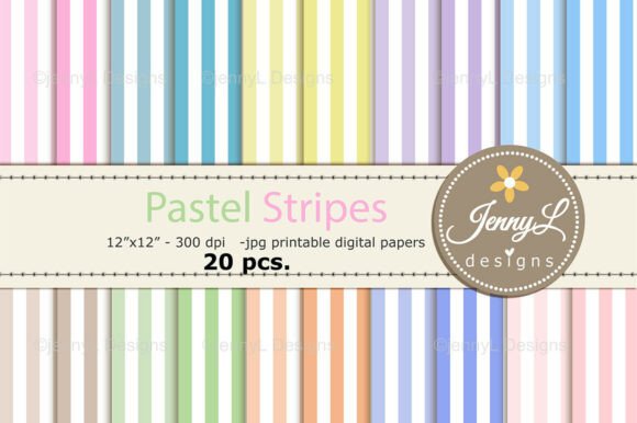 Download Pastel Stripes Digital Papers Background - Stripe Collection