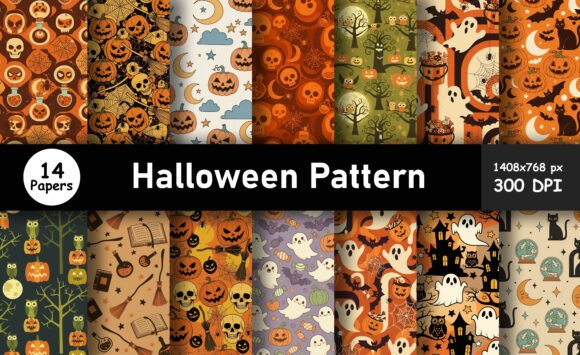 Download Spooky Halloween Patterns Skulls Bundel - Halloween Collection