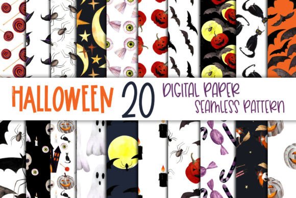 Download Watercolor Halloween Patterns Set - Halloween Collection
