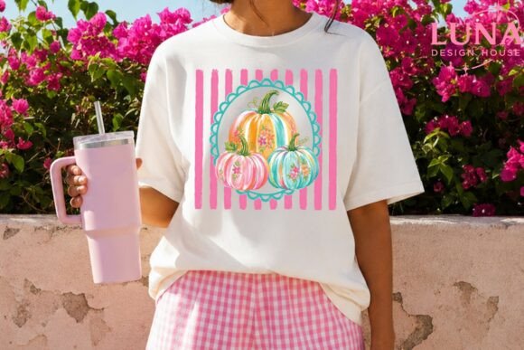 Download Floral Pumpkins Pink Stripes PNG - Stripe Collection