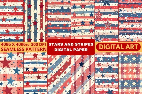 Download Stars and Stripes Digital Paper - Stripe Collection