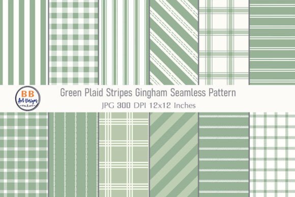 Download Green Plaid Stripe Gingham Pattern Paper - Stripe Collection