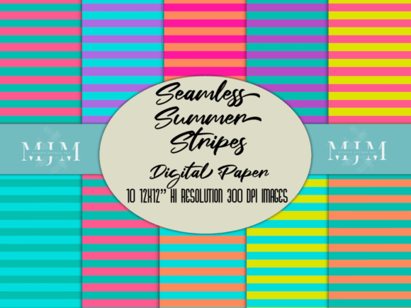 Download Summer Stripes Digital Papers Set - Stripe Collection