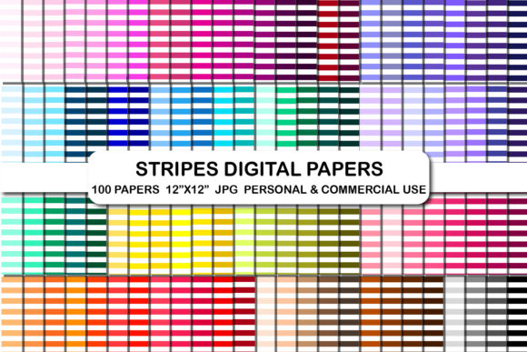 Download 100 Horizontal Stripes Digital Paper Set - Stripe Collection