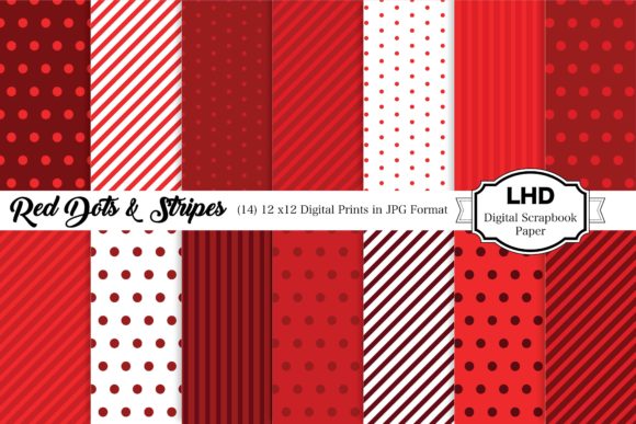 Download Red Digital Paper - Polka Dots &amp; Stripes - Stripe Collection