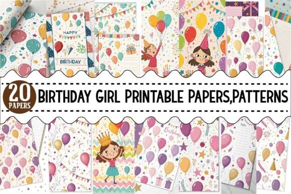 Download Birthday Girl Printable Papers, Patterns - Birthday Collection