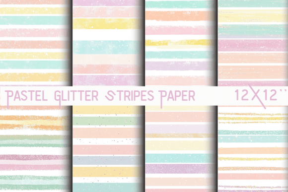 Download Pastel Glitter Stripes Paper - Stripe Collection
