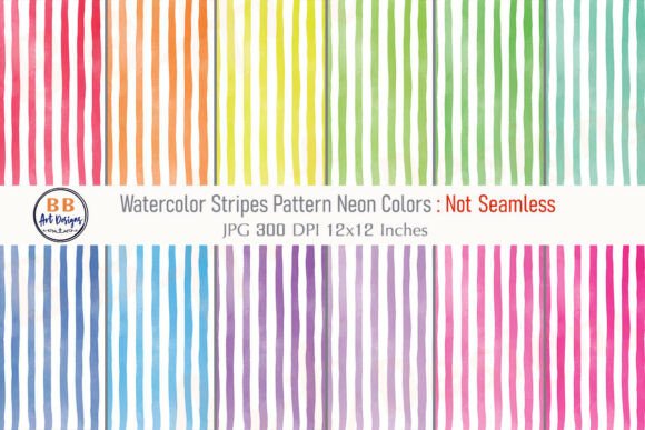 Download Neon Watercolor Stripes Pattern Paper - Stripe Collection
