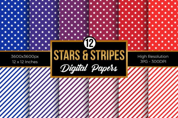 Download Red Blue Stars &amp; Stripes Digital Papers - Stripe Collection